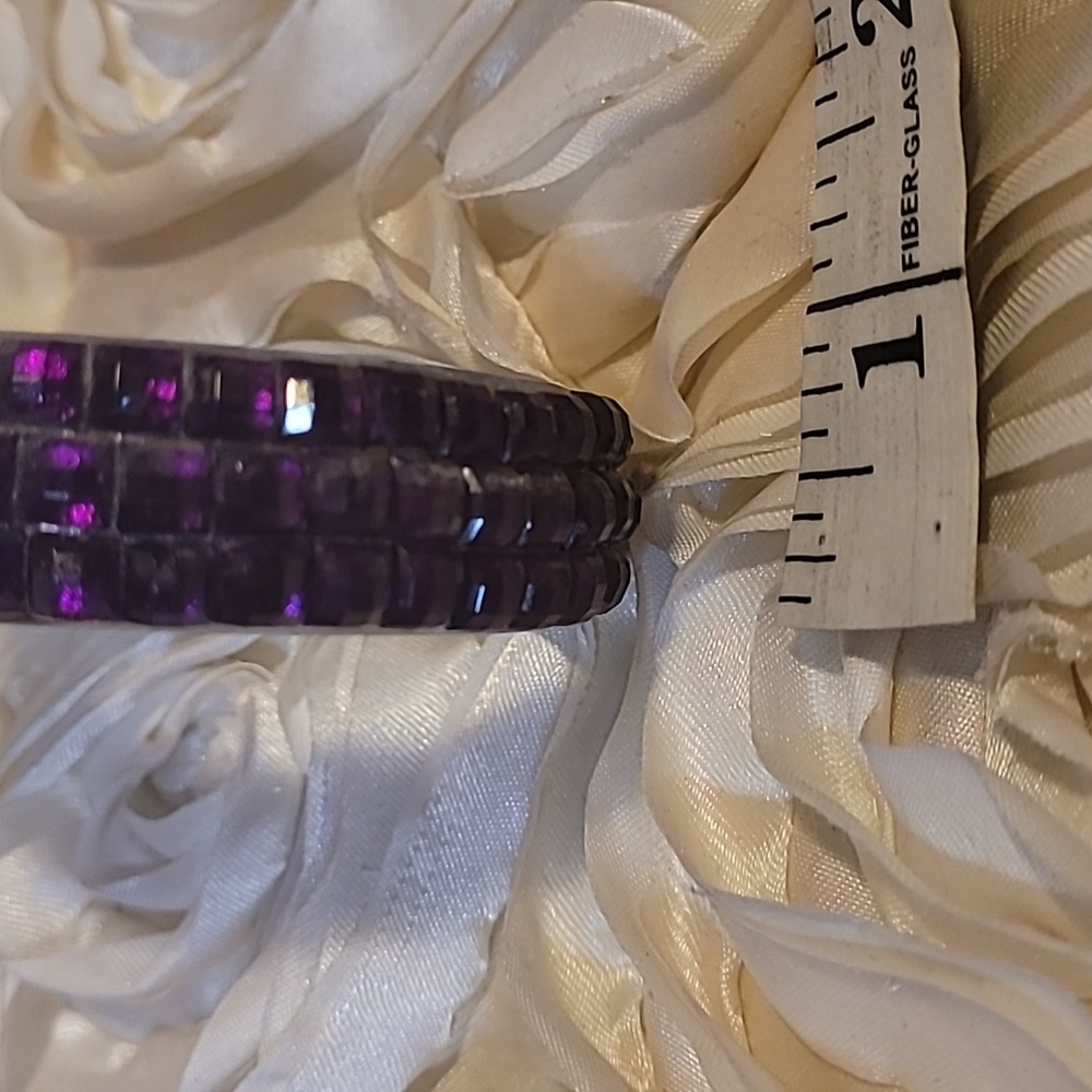 Purple Rhinestone Bracelet Rhinestone Band. - Picture 6 of 8